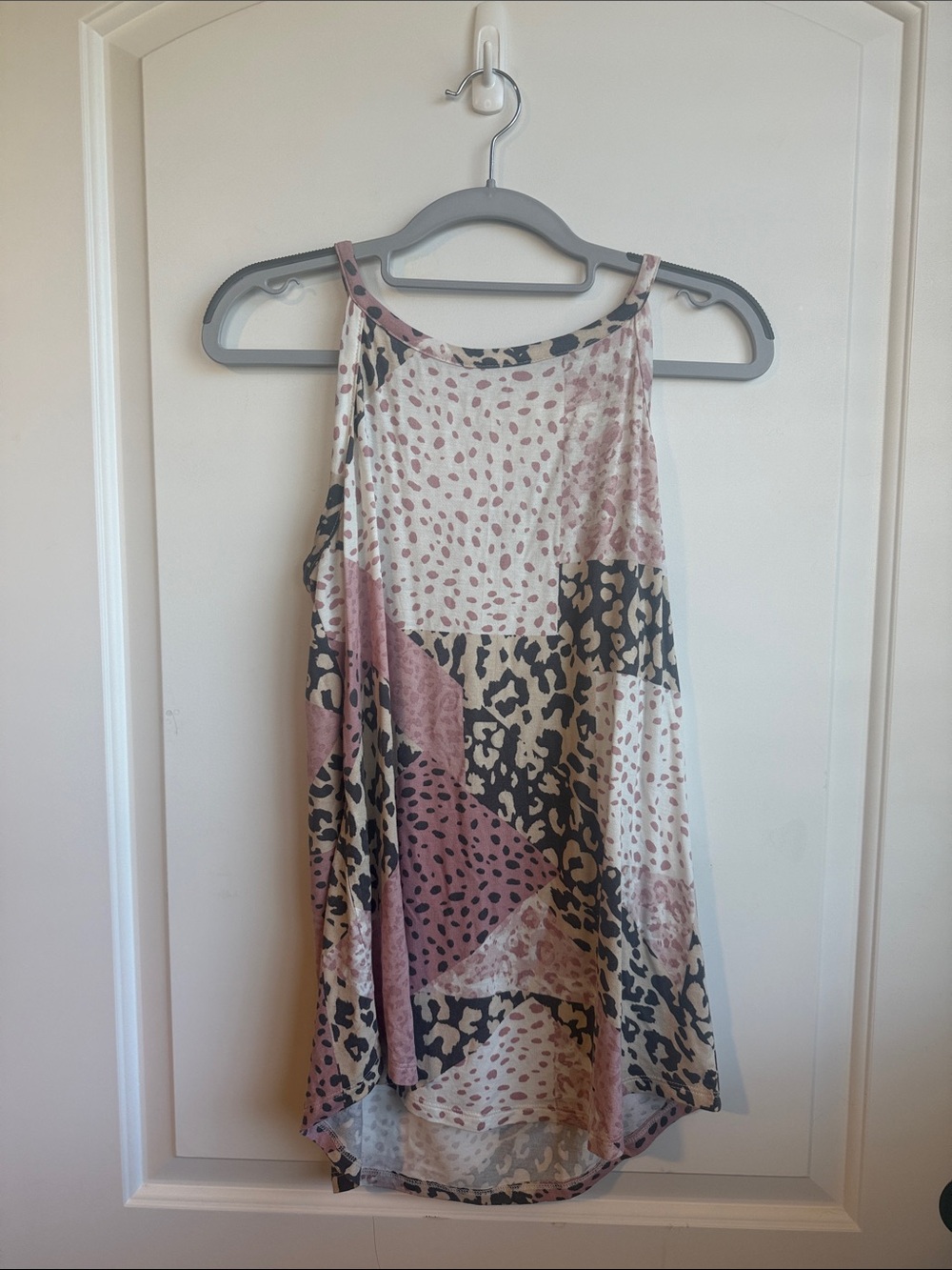 Maurices Pink and Black Leopard Patchwork Tank Top